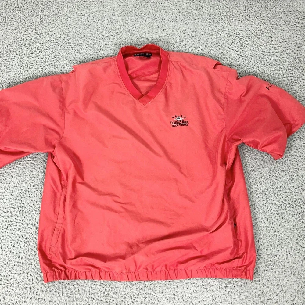FootJoy Pullover Jacket Mens XL Red Short Sleeve Golf Windbreaker Generals Ridge